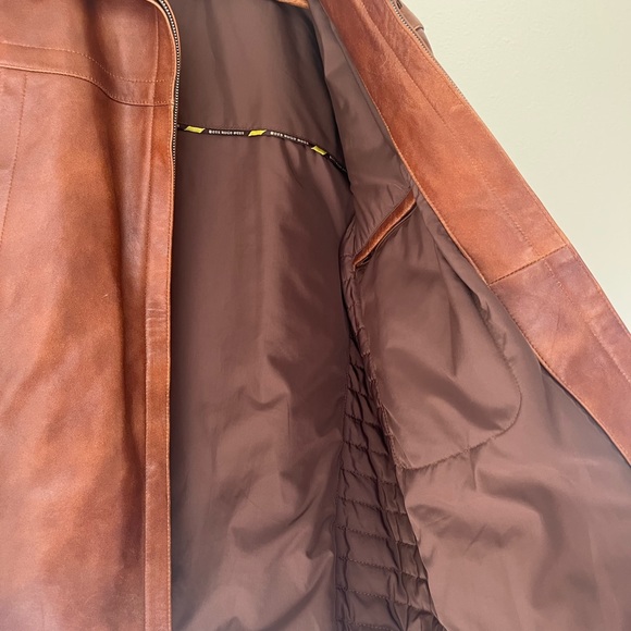 Hugo Boss Mens Lamb Leather Tan Jacket - Picture 3 of 7